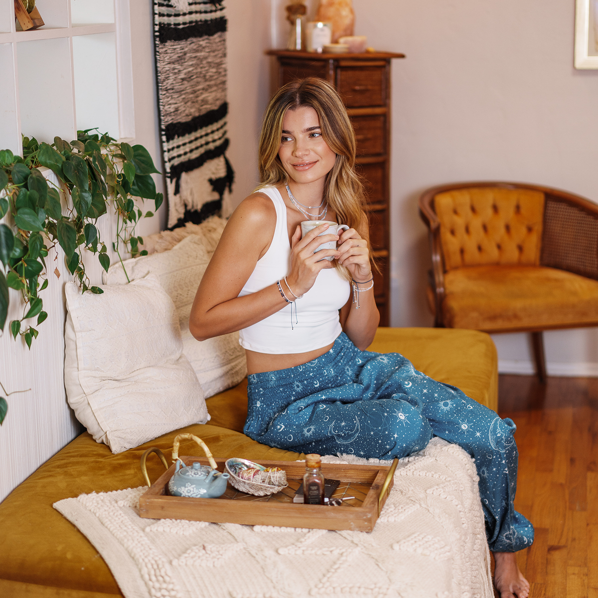 Turquoise Cosmic Sky Harem Pants