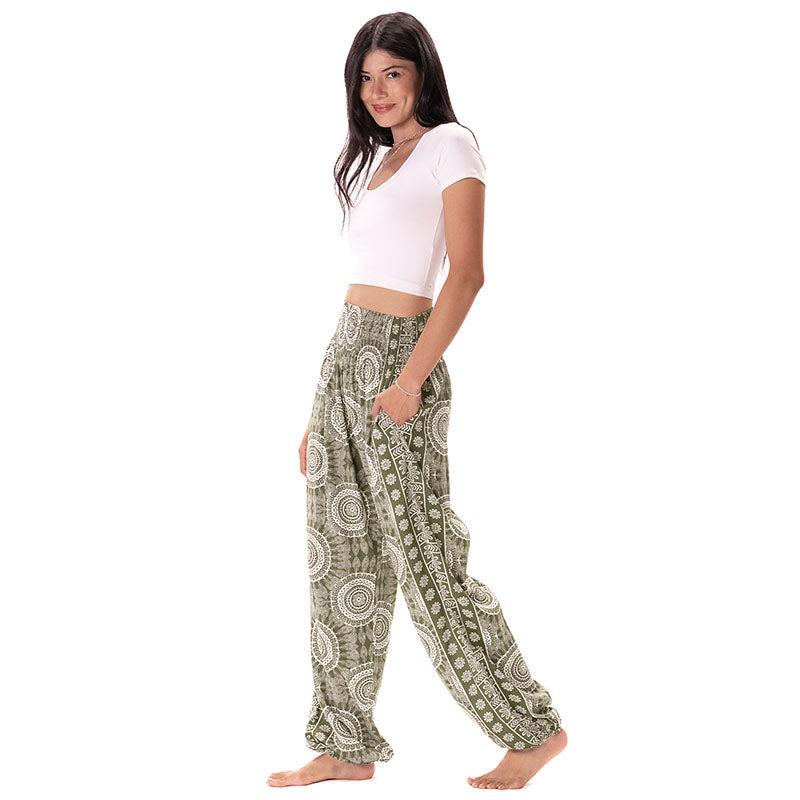 Misprint Tuscany Harem Pants, warmer olive than regular Tuscany, side