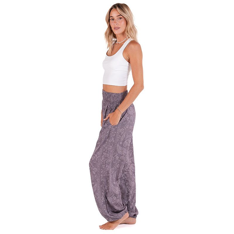 Frosted Plum Paisley Harem Pants, side