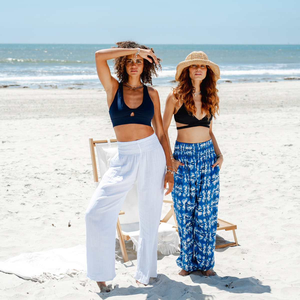 White Wide Leg Beach Cotton Pants