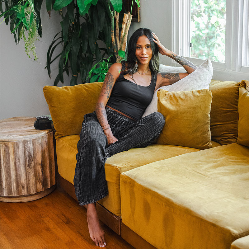 Vintage Black Wide Leg Cotton Pants