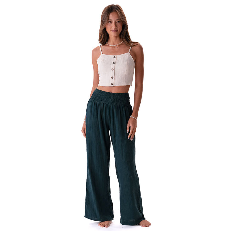 Rainforest Wide Leg Cotton Pants