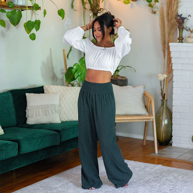 Rainforest Wide Leg Cotton Pants