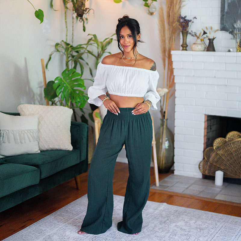Rainforest Wide Leg Cotton Pants