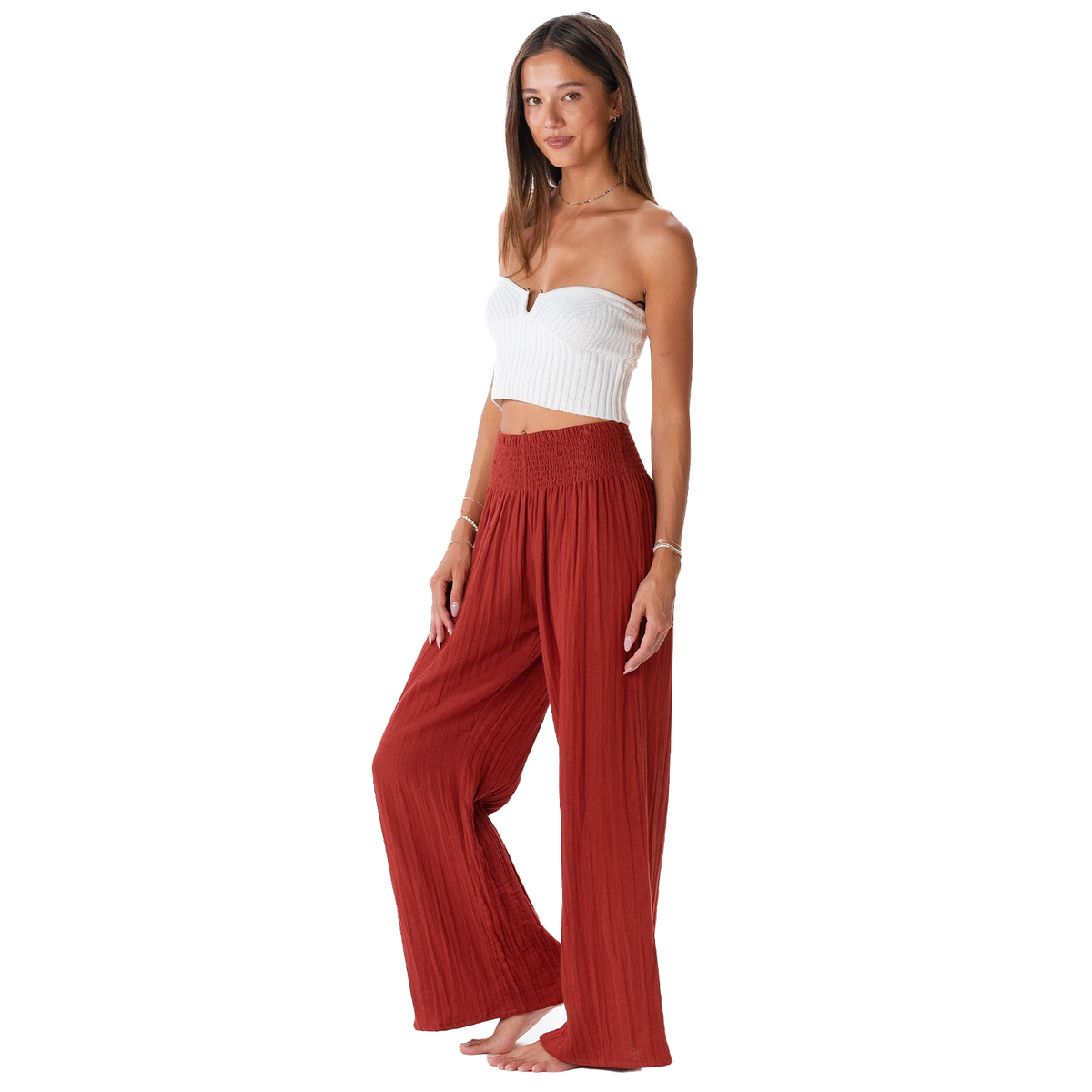 Seaside Spice Wide Leg Cotton Pants