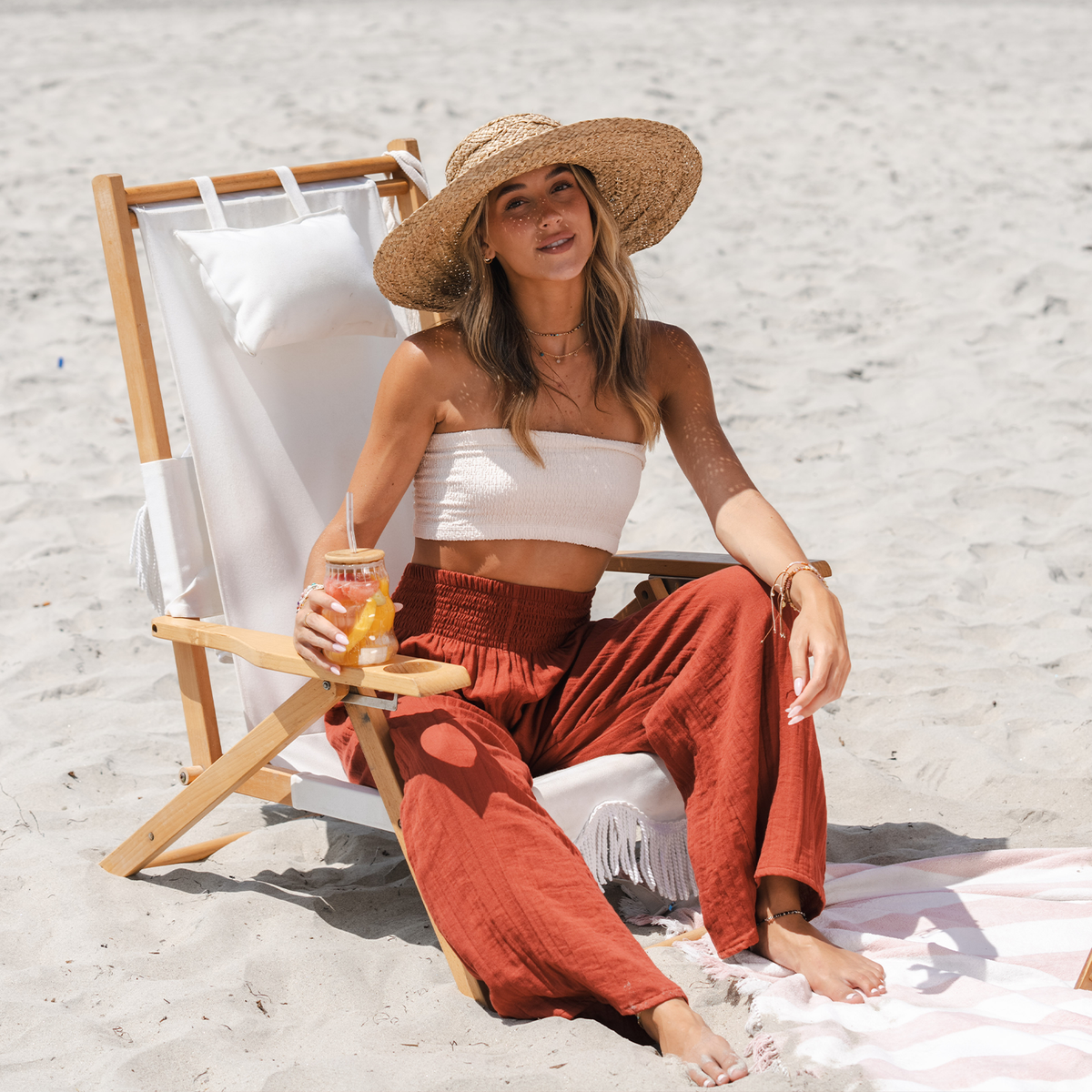 Seaside Spice Wide Leg Cotton Pants