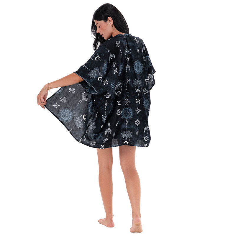 Midnight Lotus Moon Demi Kimono