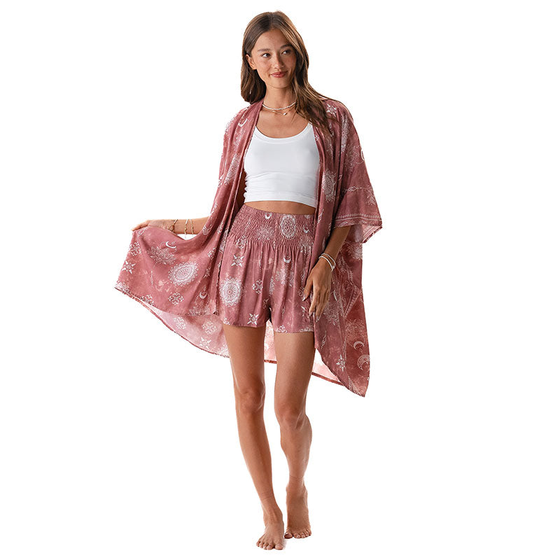 Dusty Rose Lotus Moon Kimono