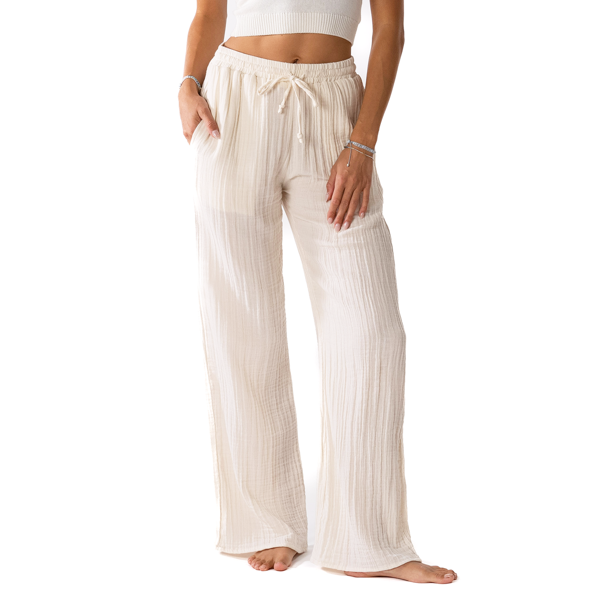 Cream Cotton Cabana Pants