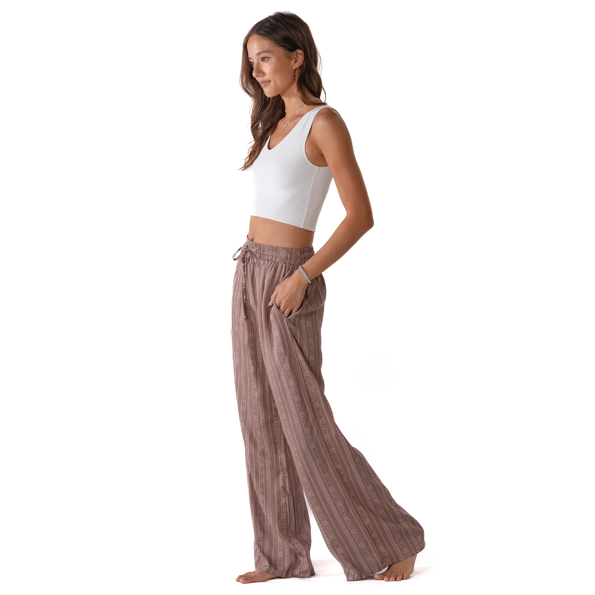 Yao Tribal Print Wide Leg Drawstring Pants