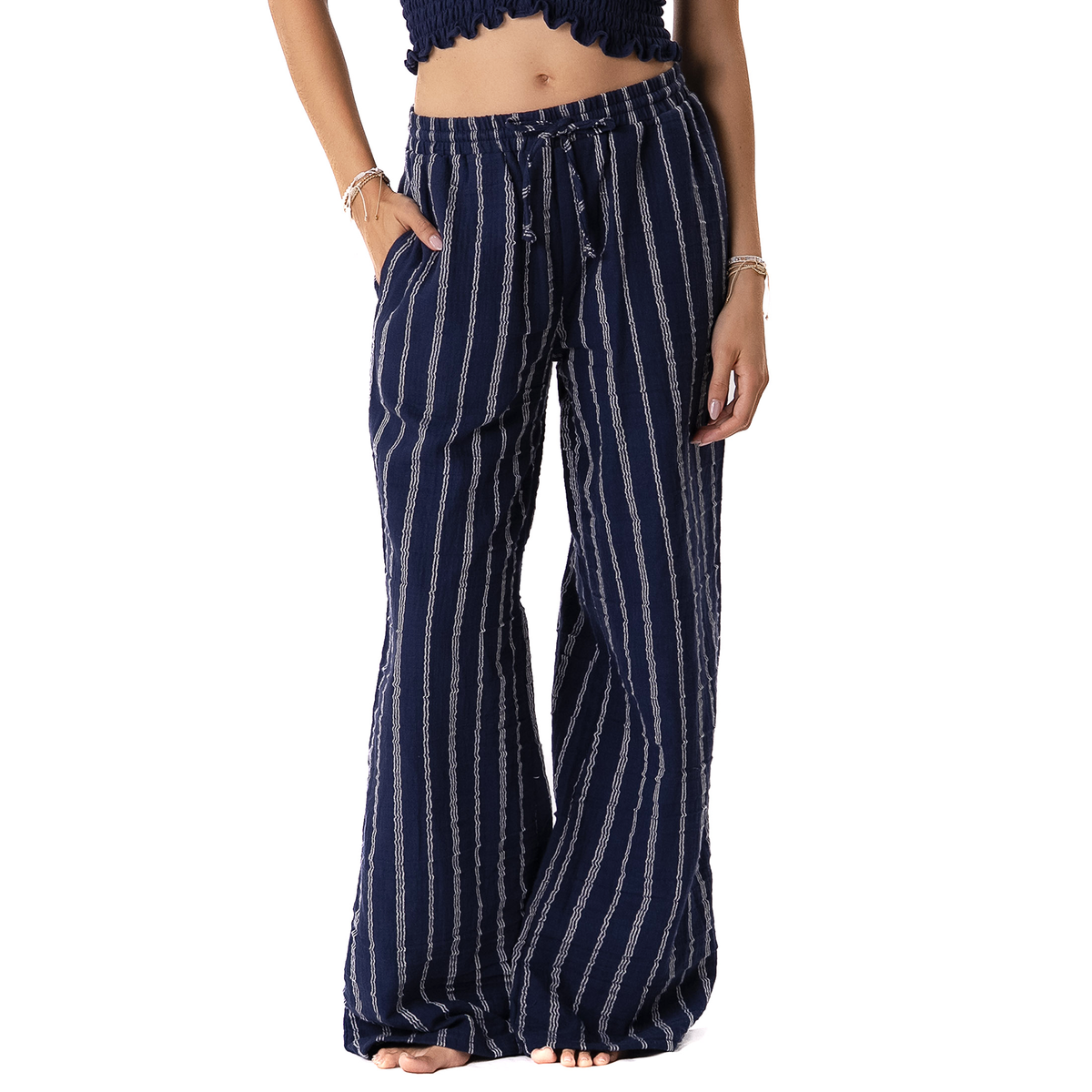 Navy Sailor Stripe Cotton Cabana Pants
