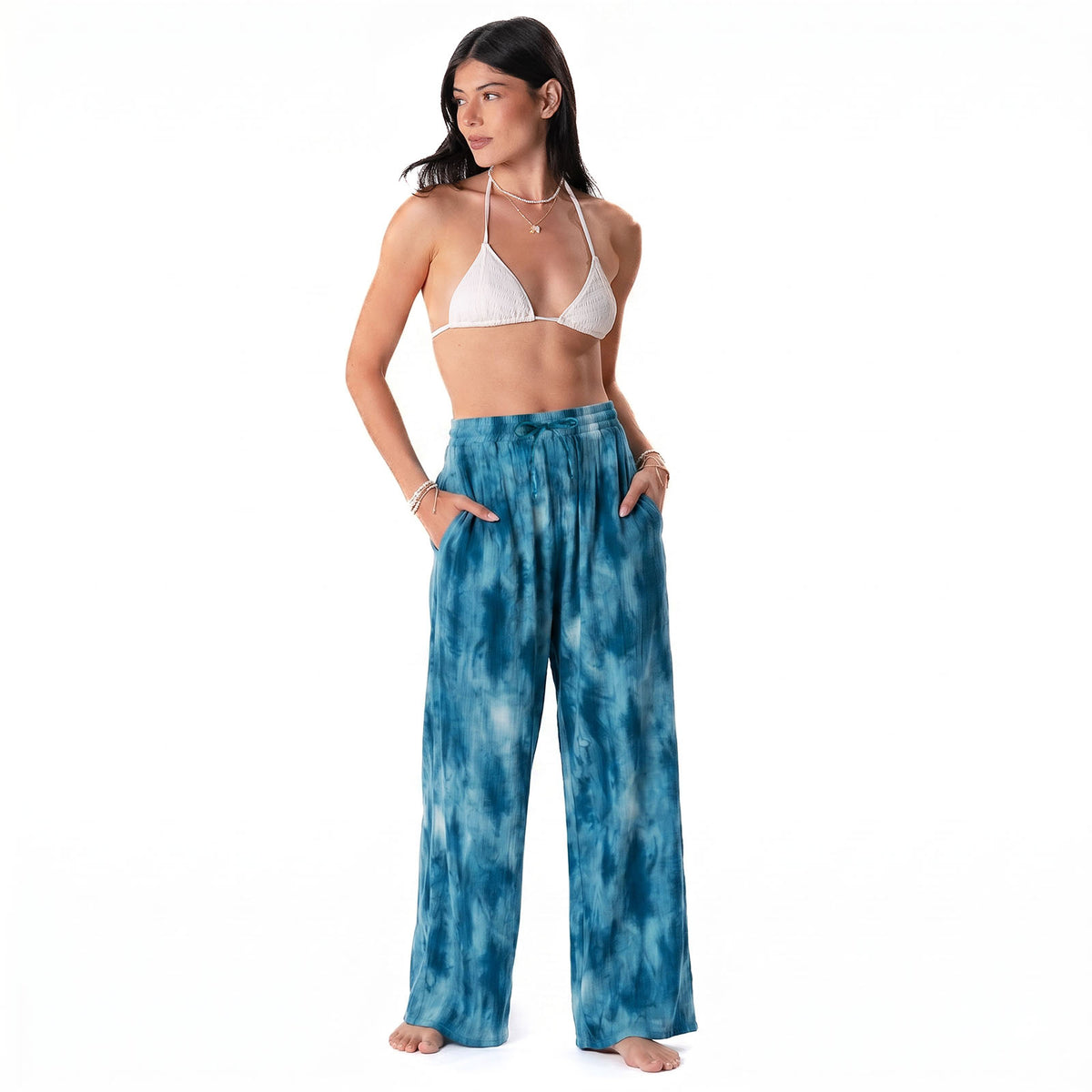Turquoise Tide Wide Leg Drawstring Pants