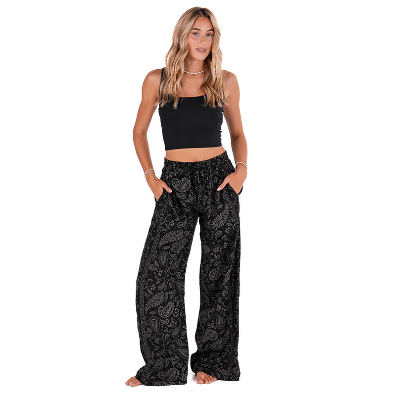 Shadow Paisley Wide Leg Drawstring Pants