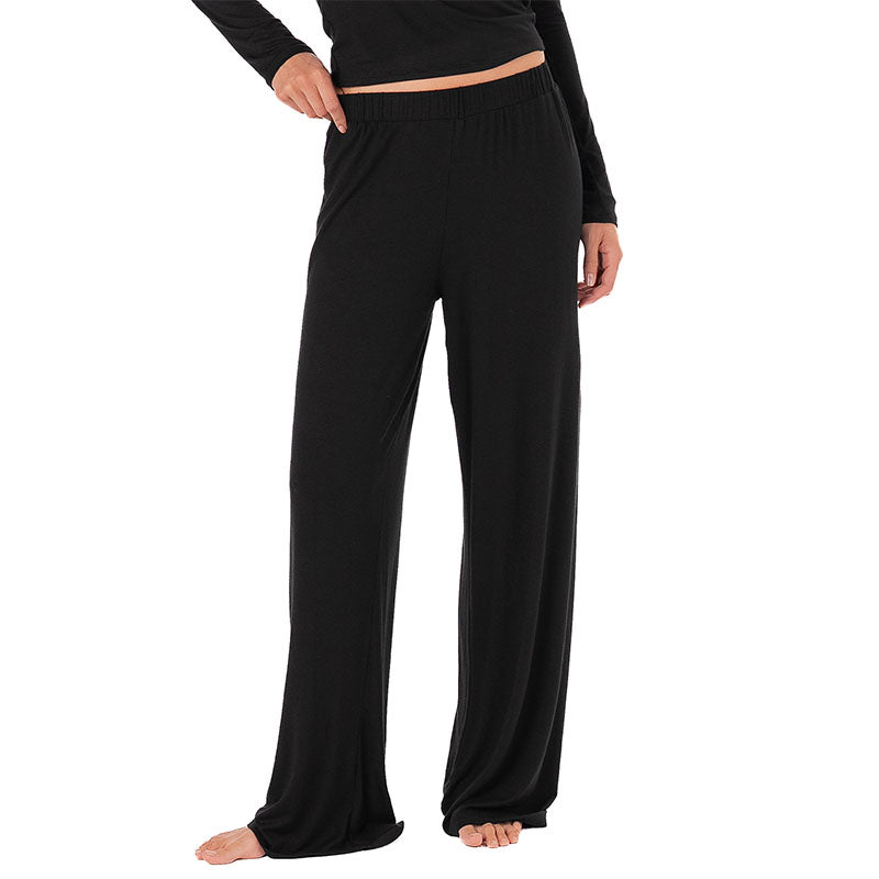 Black Modal Sway Wide Leg Pants, front