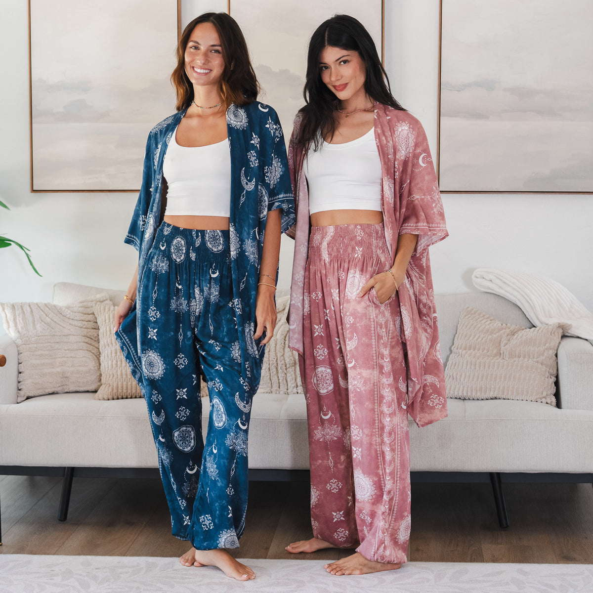 Dusty Rose Lotus Moon Lounge Set