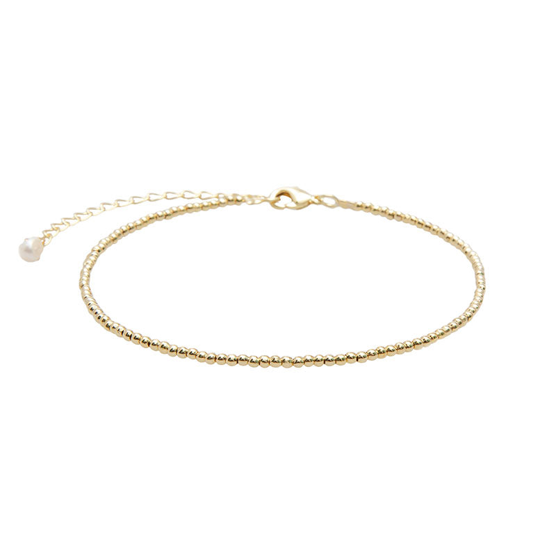 2mm Gold Bead Anklet