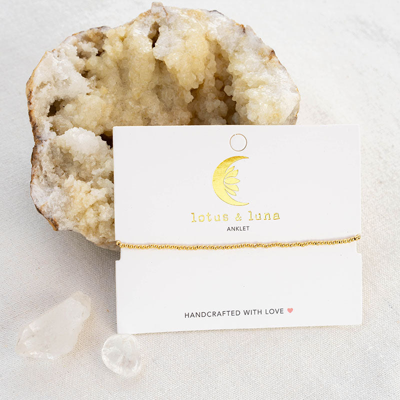 2mm Gold Bead Anklet