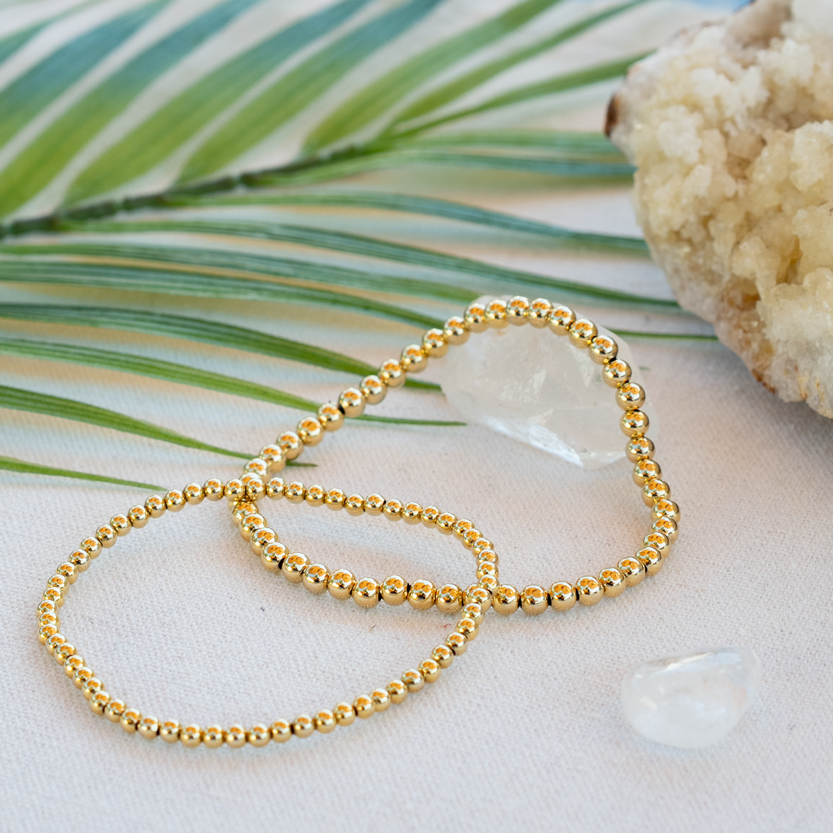 Gold 3mm Stretch Bead Bracelet