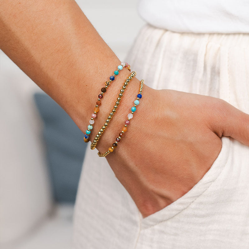 Gold 3mm Stretch Bead Bracelet