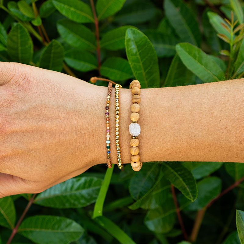Gold 3mm Stretch Bead Bracelet