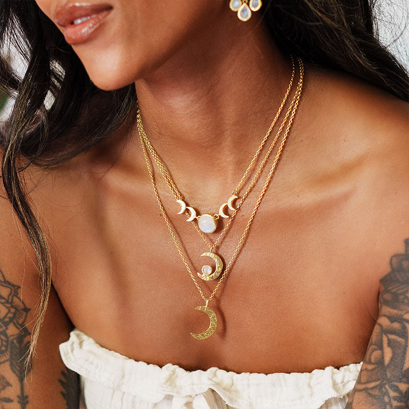 Golden Spirit Crescent Necklace