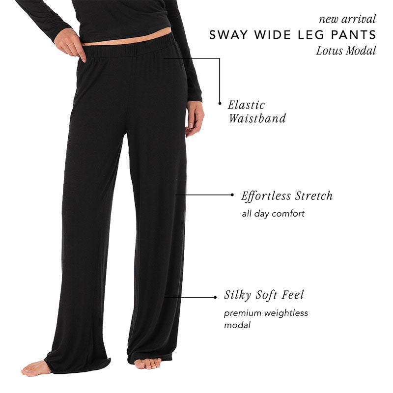 Black Modal Sway Wide Leg Pants, feature callouts