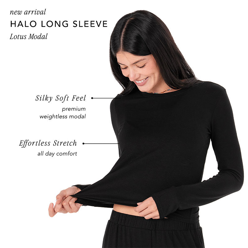 Modal Halo Long Sleeve Top, feature callouts