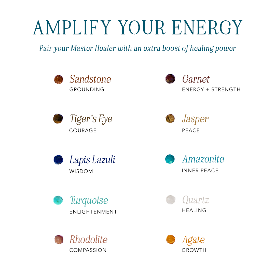 Master Healer 4mm Healing Necklace, energy pairing graphic