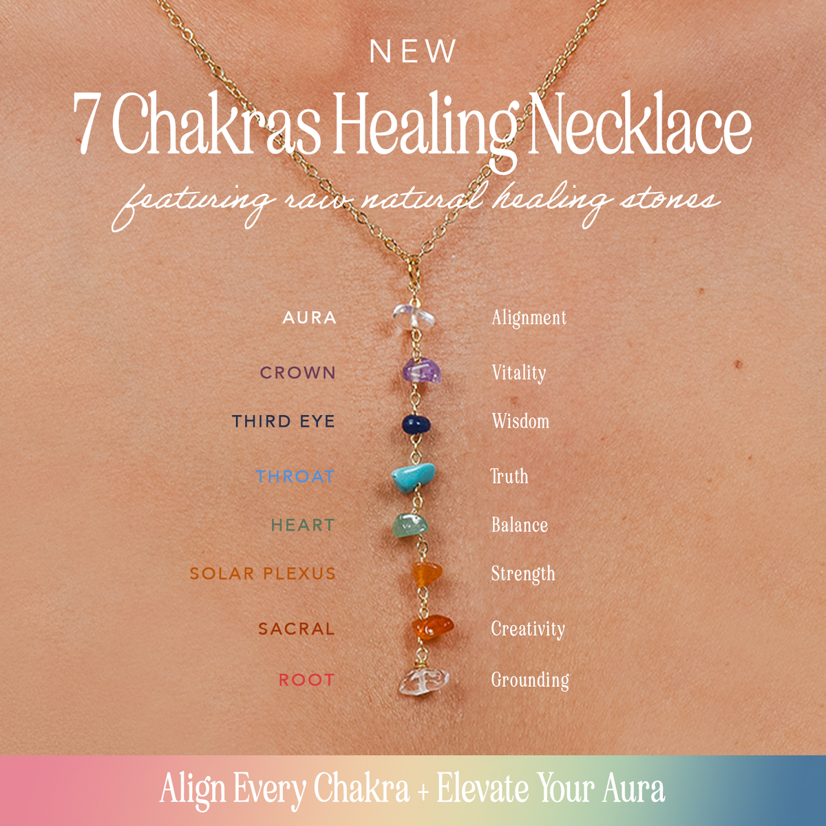 Divine Healer + 7 Chakra Raw Stone Necklace Stack