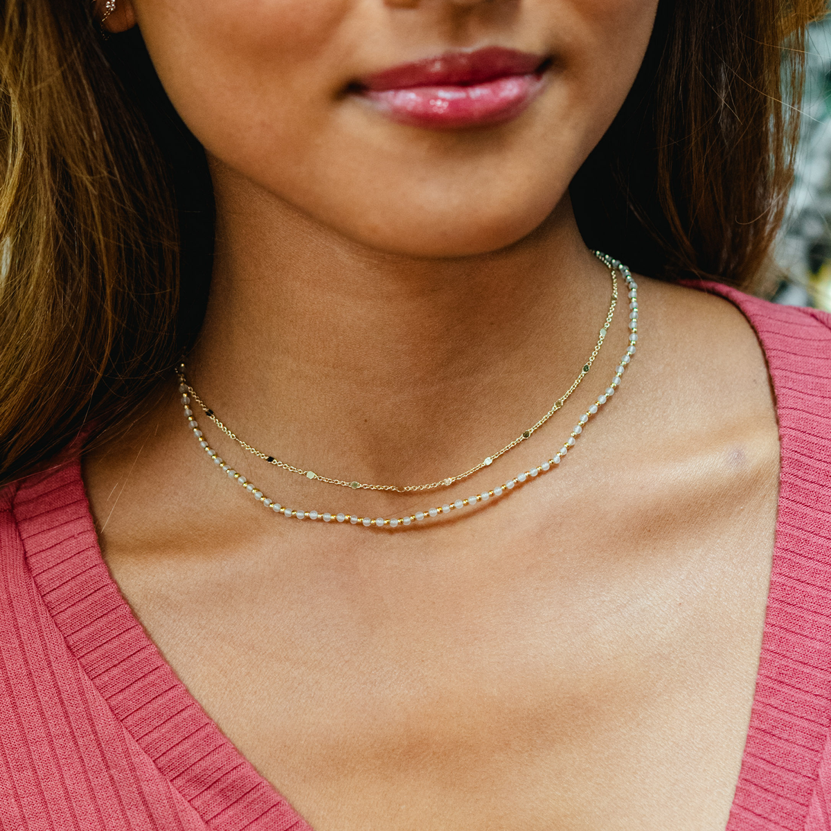 Moon Dancer 2mm Healing + Circles in the Sand Necklace Stack