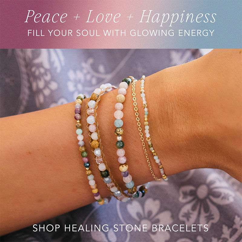 Peace + Love + Happiness 4mm Healing Bracelet