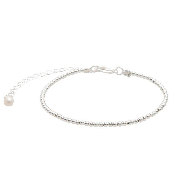 Silver 2mm Bead Bracelet