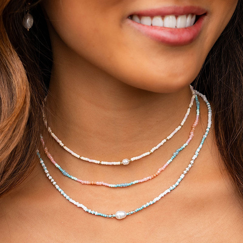 White Sand Beach Seed Bead Necklace