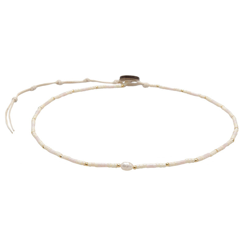 White Sand Beach Seed Bead Necklace