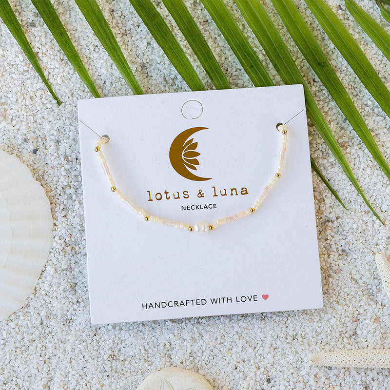 White Sand Beach Seed Bead Necklace