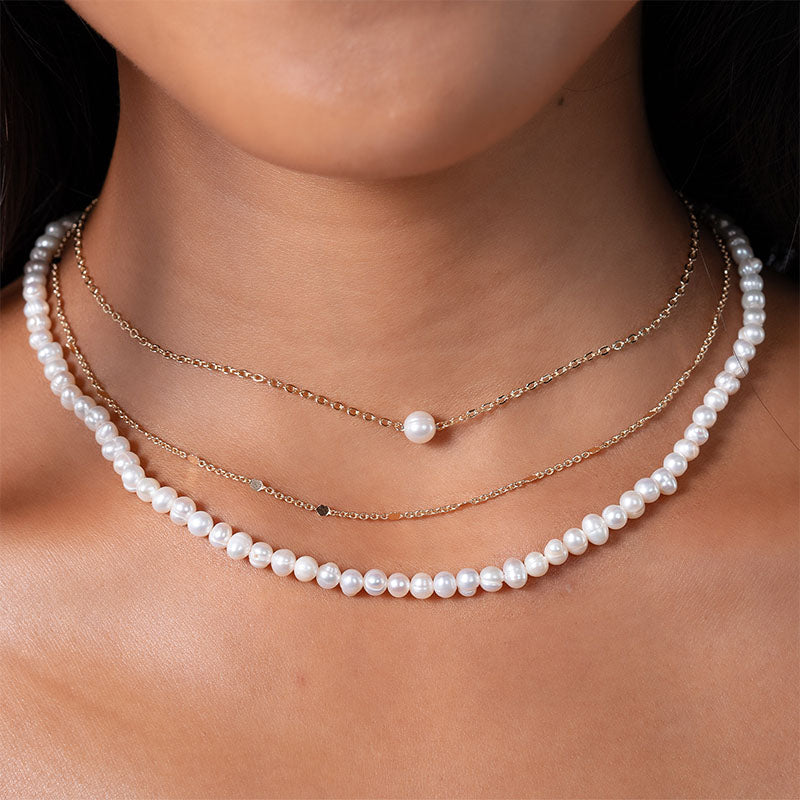 Pearl Necklace, layered with pearl strands
