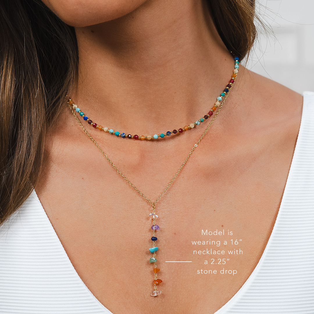 7 Chakras Raw Stone Healing Necklace