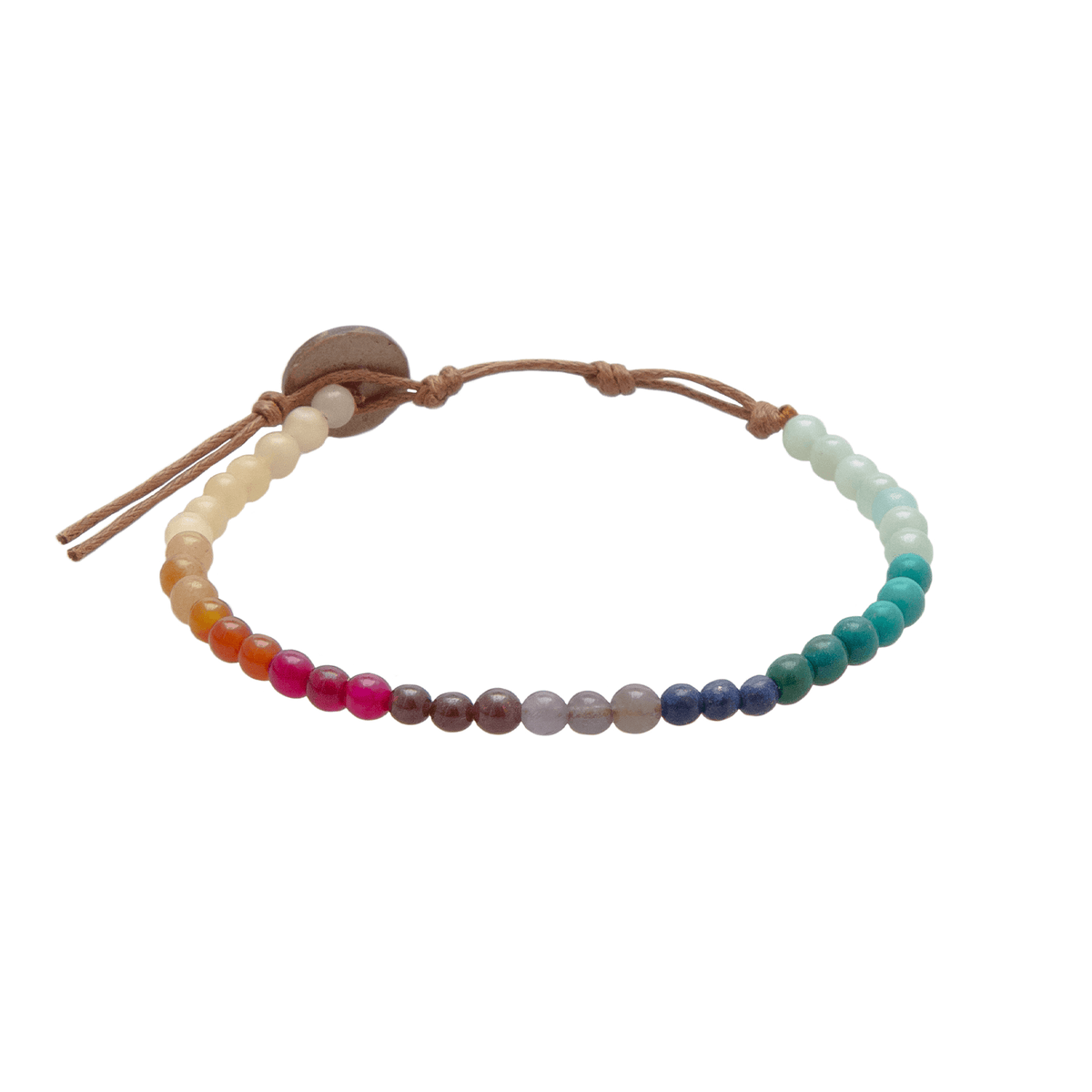 4mm multicolor stone healing bracelet with coconut button clasp