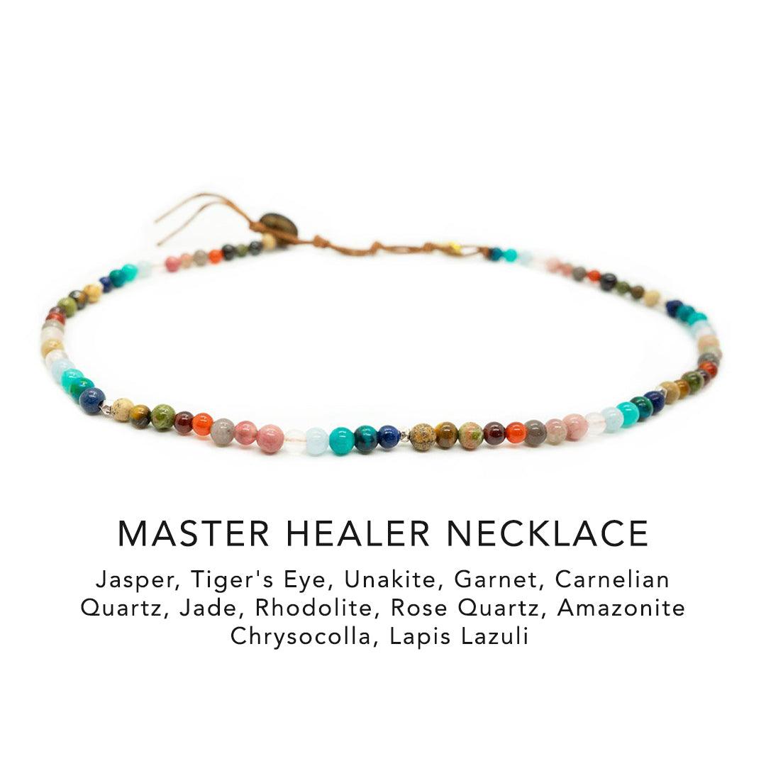 4mm multicolor stone healing necklace with coconut button clasp
