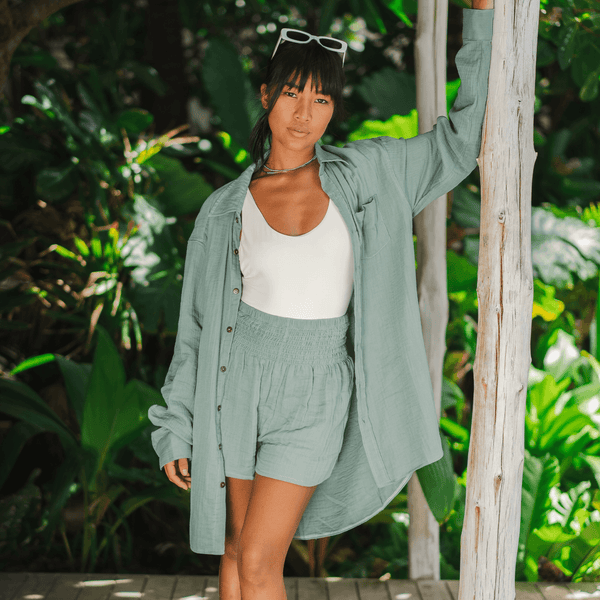 Sage Cotton Shorts - LotusAndLuna